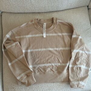 NWT LULULEMON athletica Beige and White Striped Crewneck Sweater